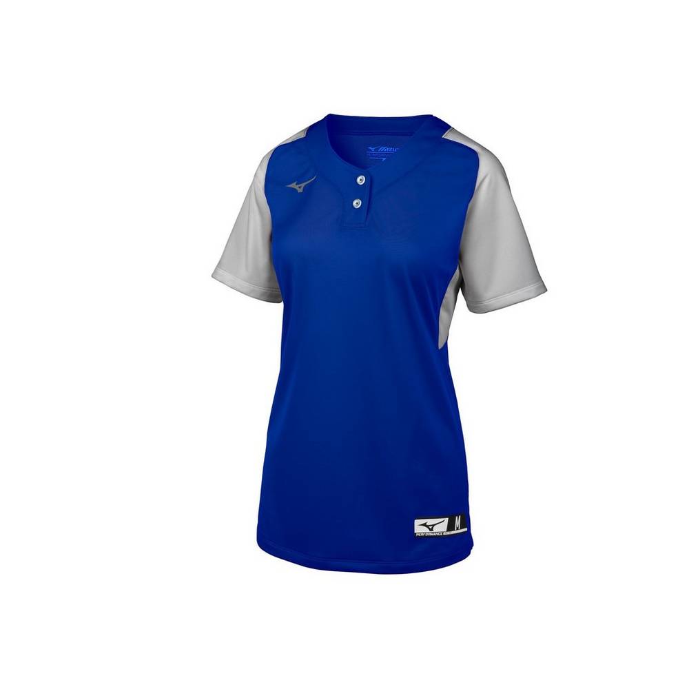 Jersey Mizuno Softball Aerolite 2-Button Para Mujer Azul Rey/Grises 8750126-TJ